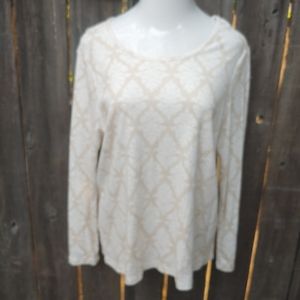 NWOT White Stag Beige & White L/S Top
